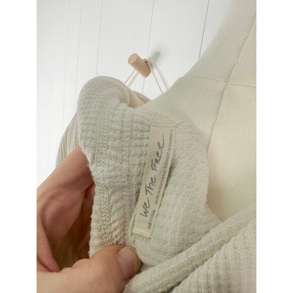 Free People Margo Essential Thermal Hoodie Womens Medium Cream Ivory - Picture 8 of 9